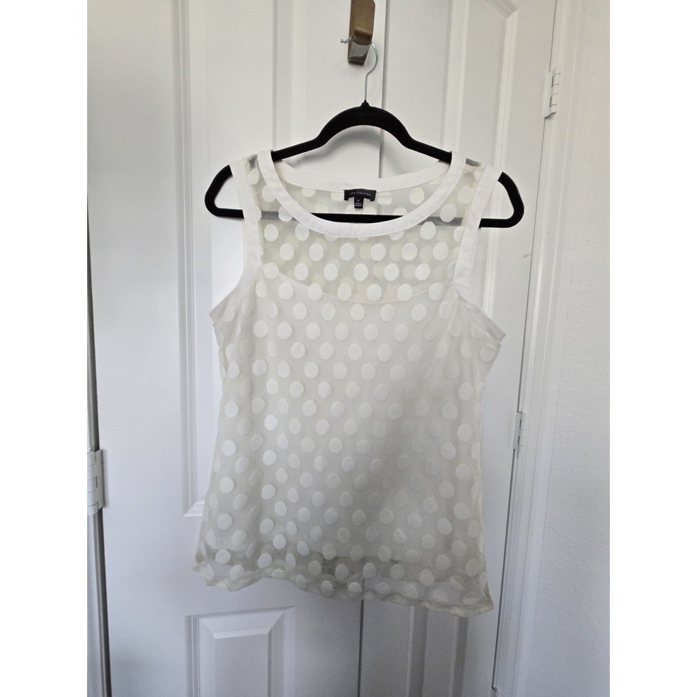 The Limited Sleeveless  White Dots Lace Blouse size Medium White. 11B0364 - Picture 3 of 12